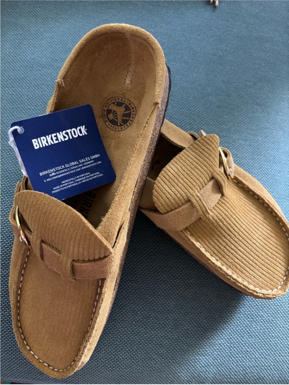 Birkenstock women’s Tan Corduroy Slip-On Loafers